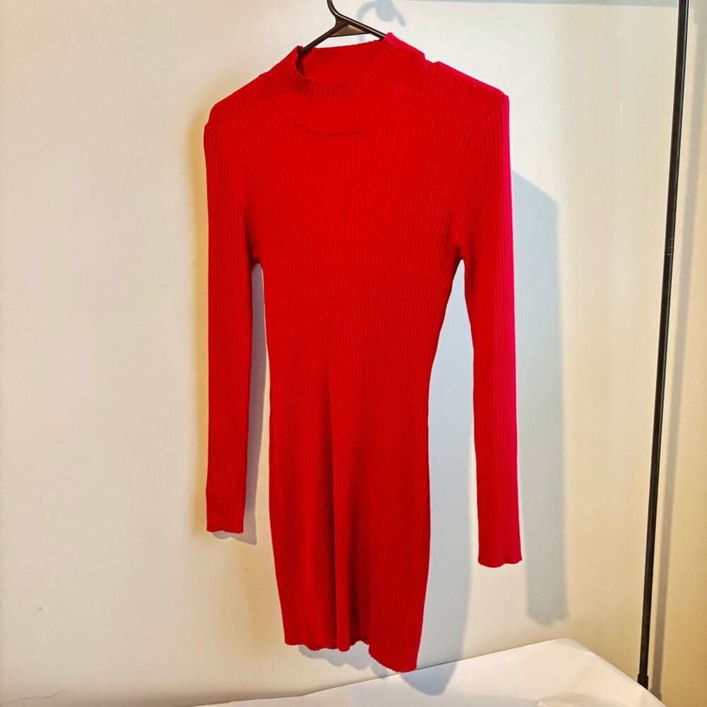 bodycon dress red stretch size L New